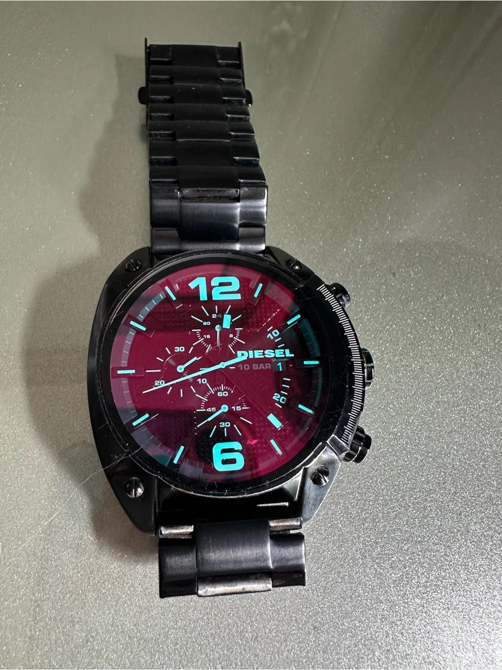 Diesel Black Watch with Turquoise Accents